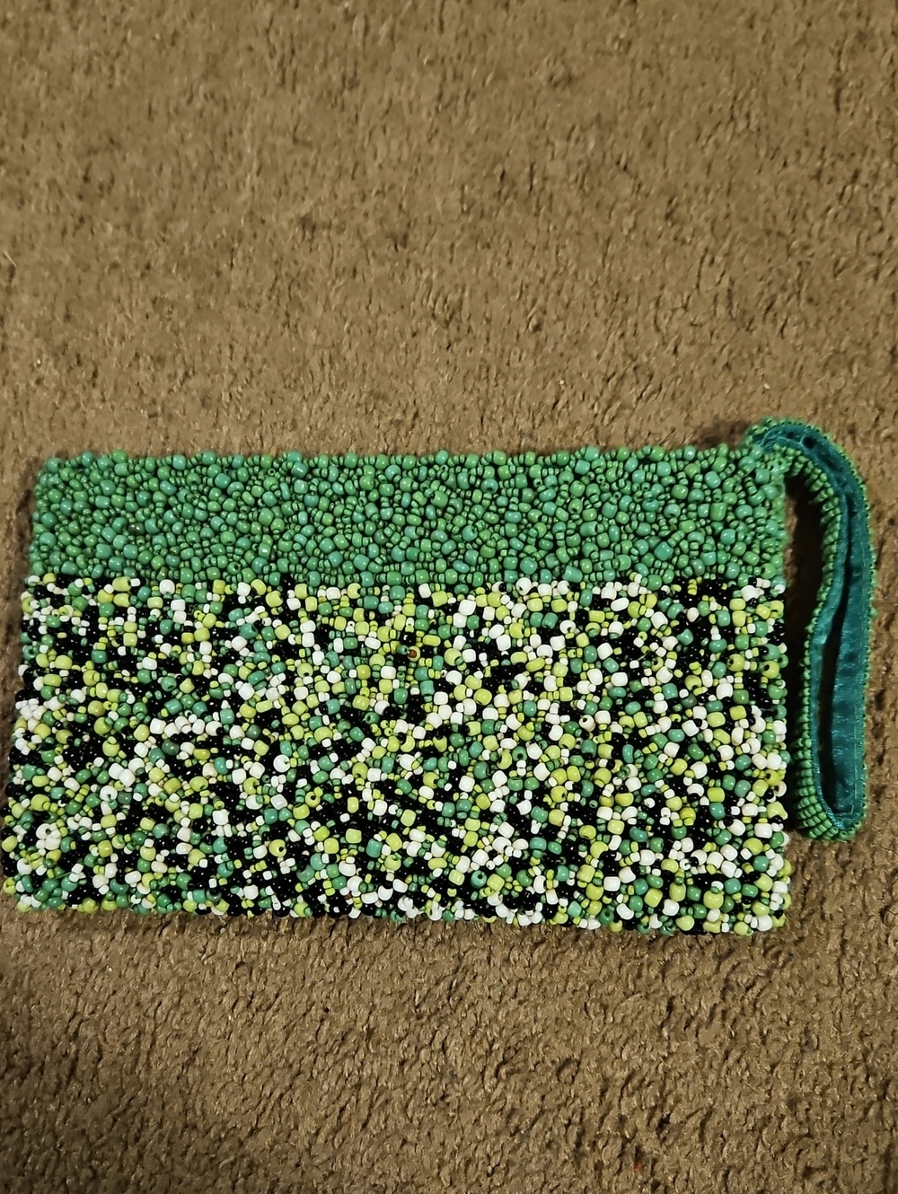 Beaded Wristlet Clutch in Green